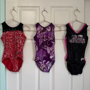 GK Girls' Gymnastics Leotard Set - Red, Purple, Black